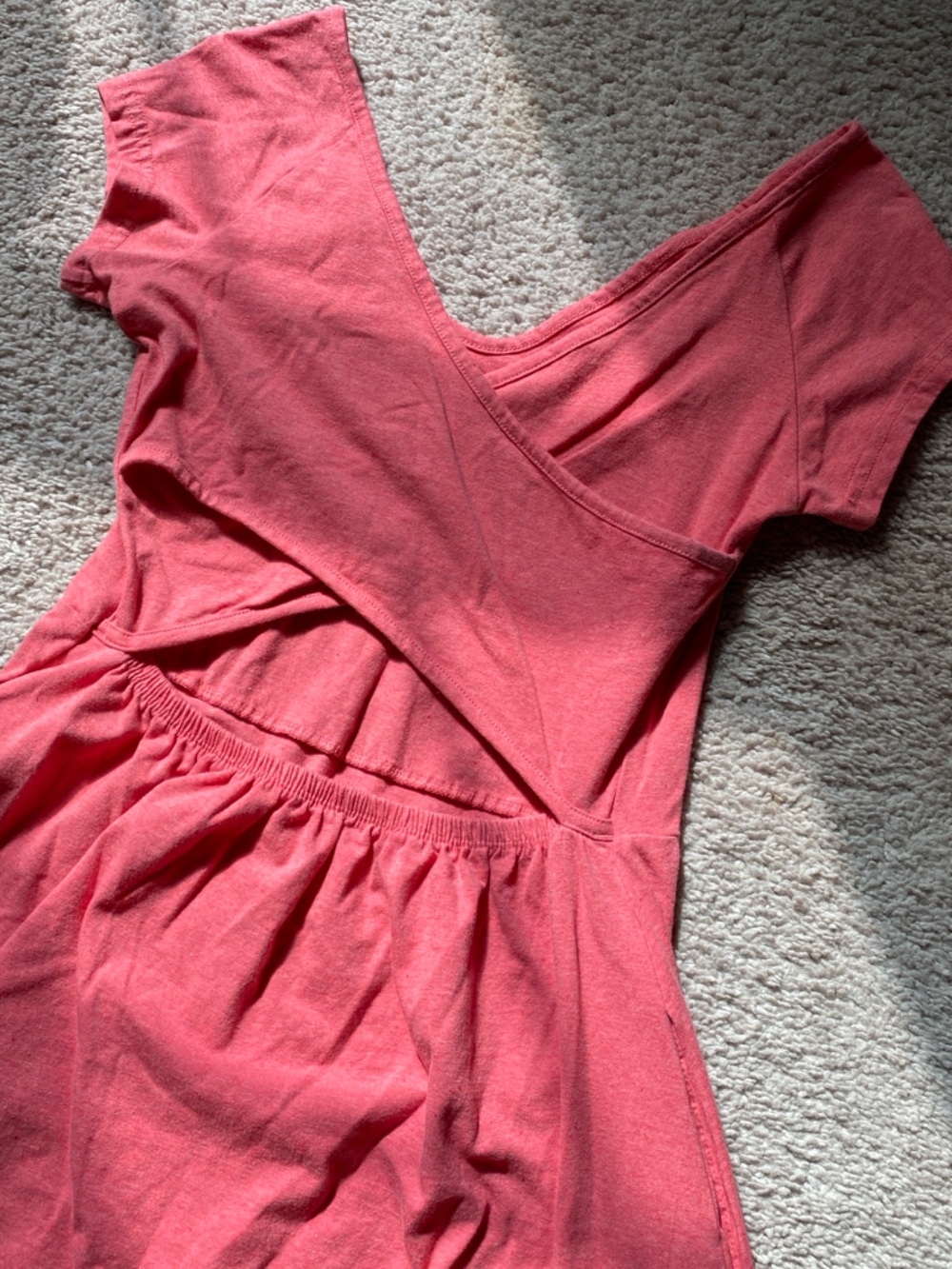 Pact Fit & Flare Dress, Twist Open Back, Coral, Size S - Picture 3 of 5